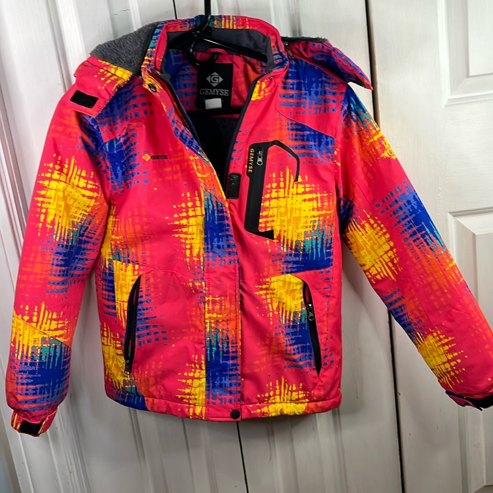 child SZ 10/12 ski winter coat Gemyse MSRP $49 bright colorful retro